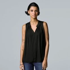 Women's Simply Vera Vera Wang Pleated Tank Mini Sketch Texture -Simply Vera Vera Wang STORE unnamed file 395