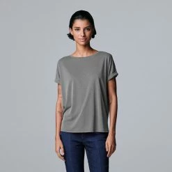 Petite Simply Vera Vera Wang Dolman Short Sleeve Tee Vera Black -Simply Vera Vera Wang STORE unnamed file 3953