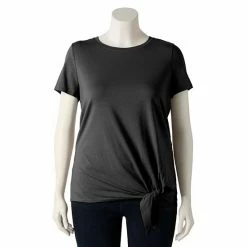 Plus Size Simply Vera Vera Wang Knot-Hem Tee Vera Black -Simply Vera Vera Wang STORE unnamed file 3973