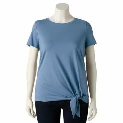 Plus Size Simply Vera Vera Wang Knot-Hem Tee Vera Black -Simply Vera Vera Wang STORE unnamed file 3974