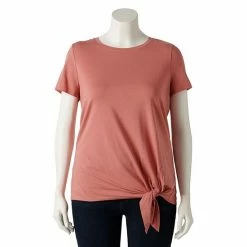 Plus Size Simply Vera Vera Wang Knot-Hem Tee Vera Black -Simply Vera Vera Wang STORE unnamed file 3975