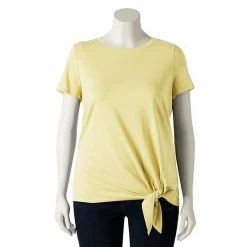 Plus Size Simply Vera Vera Wang Knot-Hem Tee Vera Black -Simply Vera Vera Wang STORE unnamed file 3976
