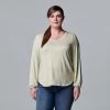 Plus Size Simply Vera Vera Wang Balloon Sleeve Top Oatmeal Heather