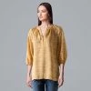 Women's Simply Vera Vera Wang Puff Sleeve Blouse Curved Dye