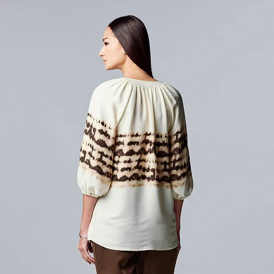 Women's Simply Vera Vera Wang Puff Sleeve Blouse Curved Dye 2 Women's Simply Vera Vera Wang Puff Sleeve Blouse Curved Dye - Image 2