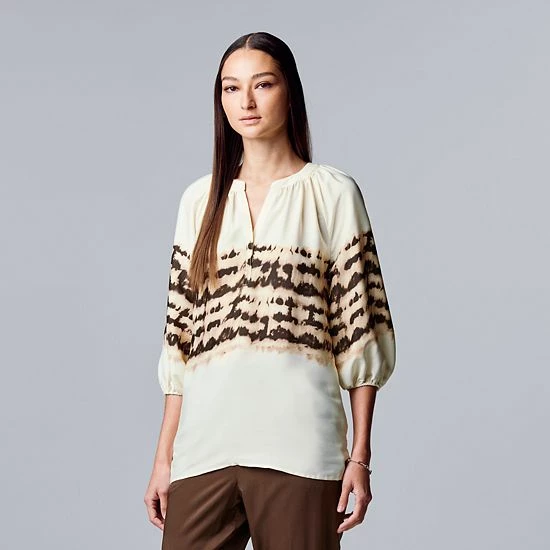 Women's Simply Vera Vera Wang Puff Sleeve Blouse Curved Dye 3 Women's Simply Vera Vera Wang Puff Sleeve Blouse Curved Dye - Image 3