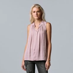 Women's Simply Vera Vera Wang Pleated Tank Mini Sketch Texture -Simply Vera Vera Wang STORE unnamed file 400