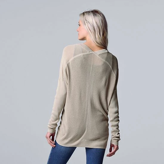 Women's Simply Vera Vera Wang Ruched Open-Front Cardigan Vera Black 2 Women's Simply Vera Vera Wang Ruched Open-Front Cardigan Vera Black - Image 2