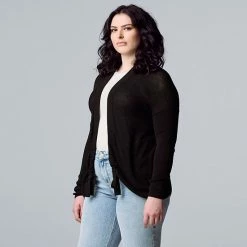 Women's Simply Vera Vera Wang Ruched Open-Front Cardigan Vera Black 9 Women's Simply Vera Vera Wang Ruched Open-Front Cardigan Vera Black -Simply Vera Vera Wang STORE unnamed file 457