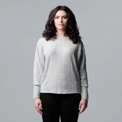 Women's Simply Vera Vera Wang Cozy Dolman-Sleeve Top Burgundy Cherry