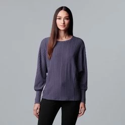 Women's Simply Vera Vera Wang Cozy Dolman-Sleeve Top Burgundy Cherry -Simply Vera Vera Wang STORE unnamed file 508