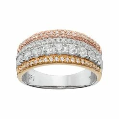 Simply Vera Vera Wang Tri Tone 14k Gold 1 Carat T.W. Diamond Multi Row Anniversary Ring