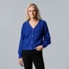 Women's Simply Vera Vera Wang V-Neck Front Button Cardigan Vera Blue