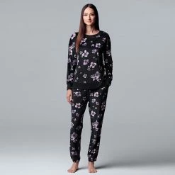 Women's Simply Vera Vera Wang Velour Pajama Top And Banded Bottom Pajama Pants Sleep Set Gray Floral 12 Women's Simply Vera Vera Wang Velour Pajama Top And Banded Bottom Pajama Pants Sleep Set Gray Floral -Simply Vera Vera Wang STORE unnamed file 524