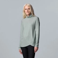 Women's Simply Vera Vera Wang Asymmetrical Ribbed Turtleneck Top Dovetail Heather -Simply Vera Vera Wang STORE unnamed file 533