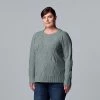 Plus Size Simply Vera Vera Wang Cable-Knit Crewneck Sweater Mystic Grape Multi Htr