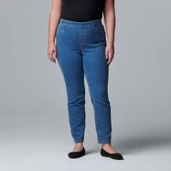 Plus Size Simply Vera Vera Wang Mid Rise All-Day Denim Legging Medium Wash -Simply Vera Vera Wang STORE unnamed file 559