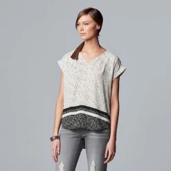 Women's Simply Vera Vera Wang V-Neck Top Floral Lace -Simply Vera Vera Wang STORE unnamed file 566