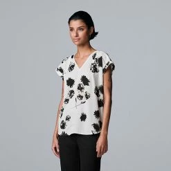 Women's Simply Vera Vera Wang V-Neck Top Floral Lace -Simply Vera Vera Wang STORE unnamed file 570