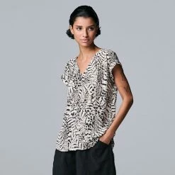 Women's Simply Vera Vera Wang V-Neck Top Floral Lace -Simply Vera Vera Wang STORE unnamed file 574