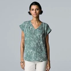 Women's Simply Vera Vera Wang V-Neck Top Floral Lace -Simply Vera Vera Wang STORE unnamed file 580