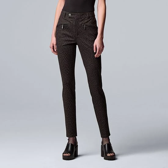 Women's Simply Vera Vera Wang High-Rise Ponte Skinny Pants Grey Plaid 3 Women's Simply Vera Vera Wang High-Rise Ponte Skinny Pants Grey Plaid - Image 3