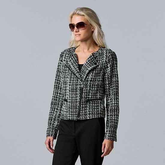 Women's Simply Vera Vera Wang Tweed Moto Jacket 1 Women's Simply Vera Vera Wang Tweed Moto Jacket