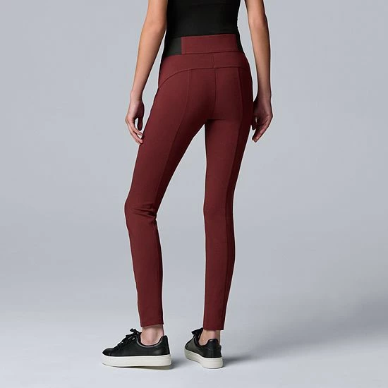 Women's Simply Vera Vera Wang Seamed Scuba Skinny Pants Maroon Heart 2 Women's Simply Vera Vera Wang Seamed Scuba Skinny Pants Maroon Heart - Image 2