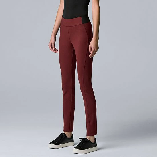 Women's Simply Vera Vera Wang Seamed Scuba Skinny Pants Maroon Heart 4 Women's Simply Vera Vera Wang Seamed Scuba Skinny Pants Maroon Heart - Image 4