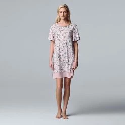 Women's Simply Vera Vera Wang Cozy Short Sleeve Sleepshirt Black Animal Print -Simply Vera Vera Wang STORE unnamed file 648