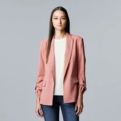 Women's Simply Vera Vera Wang Roll Tab Blazer Moxie Green -Simply Vera Vera Wang STORE unnamed file 653