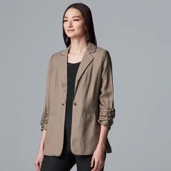 Women's Simply Vera Vera Wang Roll Tab Blazer Moxie Green -Simply Vera Vera Wang STORE unnamed file 654