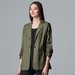 Women's Simply Vera Vera Wang Roll Tab Blazer Moxie Green -Simply Vera Vera Wang STORE unnamed file 656