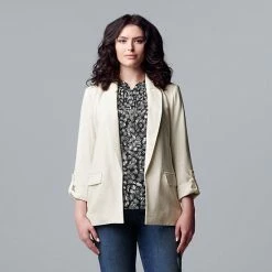 Women's Simply Vera Vera Wang Roll Tab Blazer Moxie Green -Simply Vera Vera Wang STORE unnamed file 663