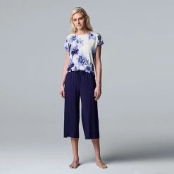 Women's Simply Vera Vera Wang Short Sleeve Pajama Top And Culotte Pajamas Sleep Set Ink White Block Print 7 Women's Simply Vera Vera Wang Short Sleeve Pajama Top And Culotte Pajamas Sleep Set Ink White Block Print -Simply Vera Vera Wang STORE unnamed file 666