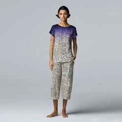 Women's Simply Vera Vera Wang Short Sleeve Pajama Top And Culotte Pajamas Sleep Set Ink White Block Print 8 Women's Simply Vera Vera Wang Short Sleeve Pajama Top And Culotte Pajamas Sleep Set Ink White Block Print -Simply Vera Vera Wang STORE unnamed file 667