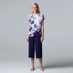 Women's Simply Vera Vera Wang Short Sleeve Pajama Top And Culotte Pajamas Sleep Set Ink White Block Print 9 Women's Simply Vera Vera Wang Short Sleeve Pajama Top And Culotte Pajamas Sleep Set Ink White Block Print -Simply Vera Vera Wang STORE unnamed file 668