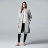 Women's Simply Vera Vera Wang Plush Sherpa Long Sleeve Long Open Front Long Cardigan Black