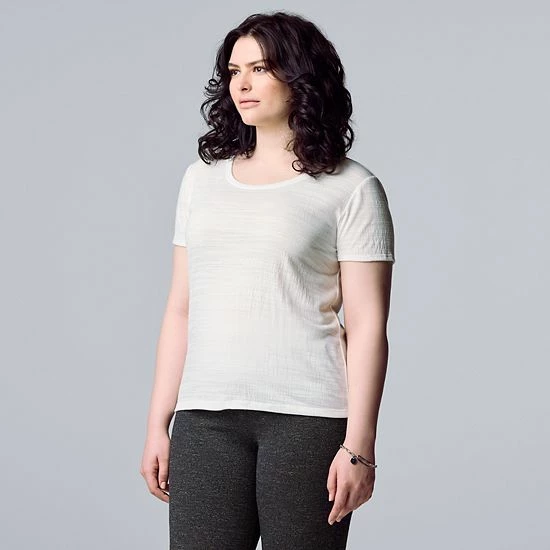 Women's Simply Vera Vera Wang Relaxed Fit Textured Tee Lilac Bush 1 Women's Simply Vera Vera Wang Relaxed Fit Textured Tee Lilac Bush