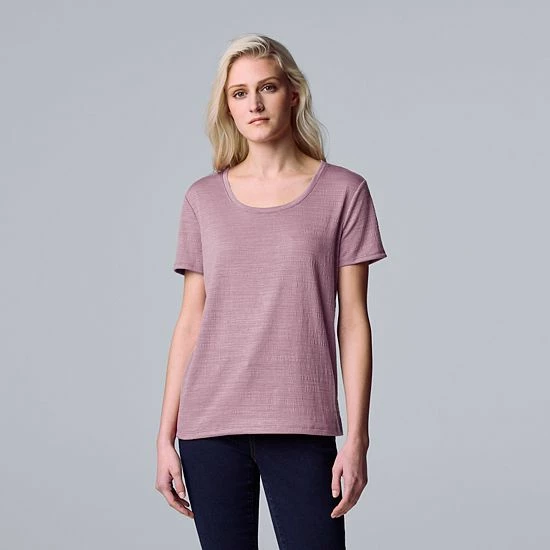 Women's Simply Vera Vera Wang Relaxed Fit Textured Tee Lilac Bush 4 Women's Simply Vera Vera Wang Relaxed Fit Textured Tee Lilac Bush - Image 4