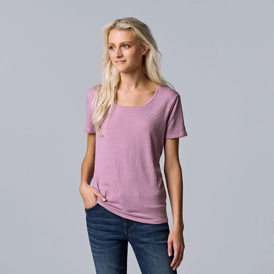 Women's Simply Vera Vera Wang Relaxed Fit Textured Tee Lilac Bush 13 Women's Simply Vera Vera Wang Relaxed Fit Textured Tee Lilac Bush - Image 13