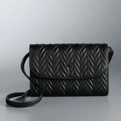 Simply Vera Vera Wang Signature Envelope Crossbody Bag Black Ruched -Simply Vera Vera Wang STORE unnamed file 709