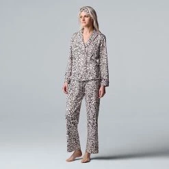 Petite Simply Vera Vera Wang Cozy 3-pc. Long Sleeve Pajama Shirt, Pajama Pants And Matching Headband Sleep Set Red Dot -Simply Vera Vera Wang STORE unnamed file 717