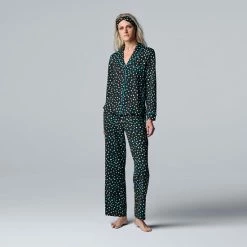 Petite Simply Vera Vera Wang Cozy 3-pc. Long Sleeve Pajama Shirt, Pajama Pants And Matching Headband Sleep Set Red Dot -Simply Vera Vera Wang STORE unnamed file 720