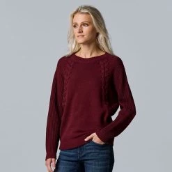 Petite Simply Vera Vera Wang Braided Dolman-Sleeve Sweater Seattle Sky -Simply Vera Vera Wang STORE unnamed file 724
