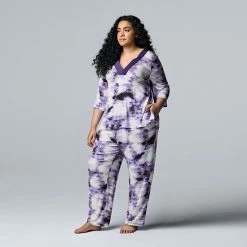 Plus Size Simply Vera Vera Wang 3/4 Sleeve Pajama Top And Pajama Pants Sleep Set With Satin Trim Lavender Floral 9 Plus Size Simply Vera Vera Wang 3/4 Sleeve Pajama Top And Pajama Pants Sleep Set With Satin Trim Lavender Floral -Simply Vera Vera Wang STORE unnamed file 742