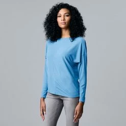 Women's Simply Vera Vera Wang Cozy Ribbed Top Vera Sky Blue
