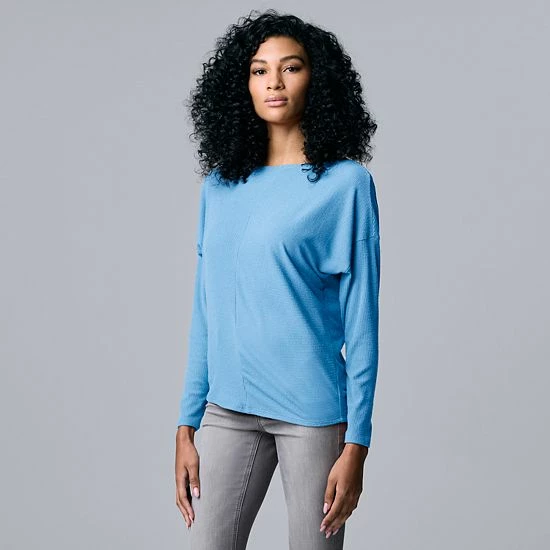 Women's Simply Vera Vera Wang Cozy Ribbed Top Vera Sky Blue 1 Women's Simply Vera Vera Wang Cozy Ribbed Top Vera Sky Blue