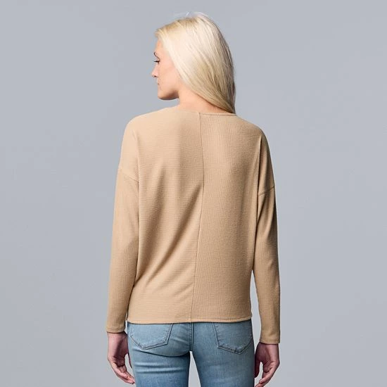 Women's Simply Vera Vera Wang Cozy Ribbed Top Vera Sky Blue 2 Women's Simply Vera Vera Wang Cozy Ribbed Top Vera Sky Blue - Image 2