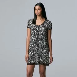 Women's Simply Vera Vera Wang Basic Luxury Sleepshirt Heather Charcoal -Simply Vera Vera Wang STORE unnamed file 831